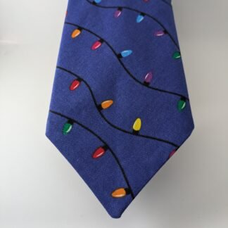 Christmas Lights on Blue - Neck Tie
