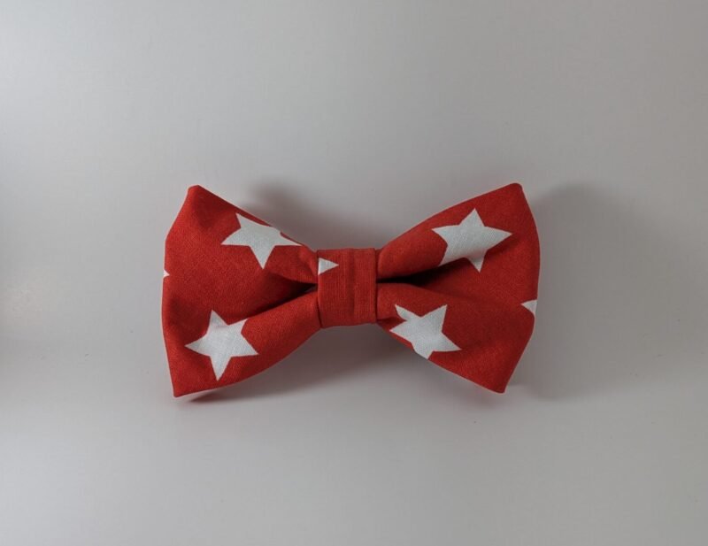 White Stars on Red - Pet Bow Tie
