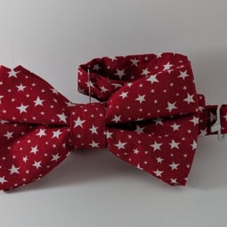 Small White Stars on Red - Bow Tie