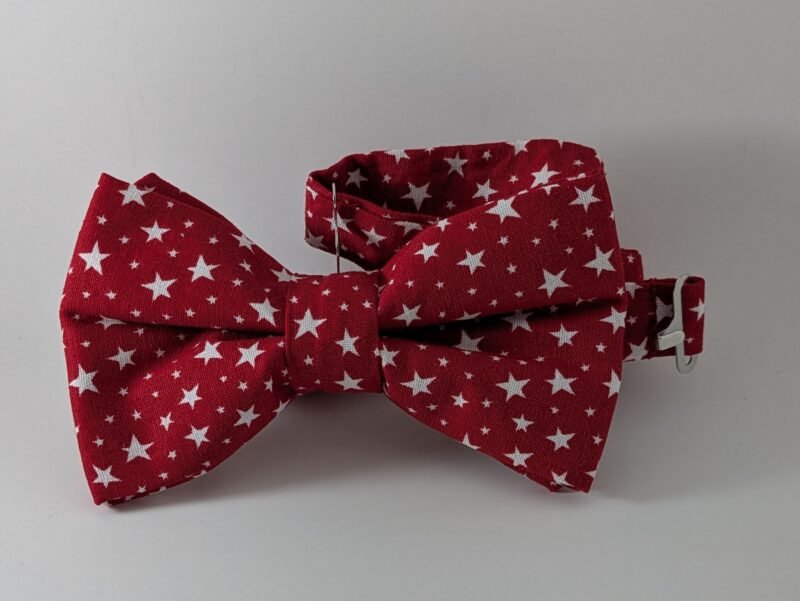 Small White Stars on Red - Bow Tie