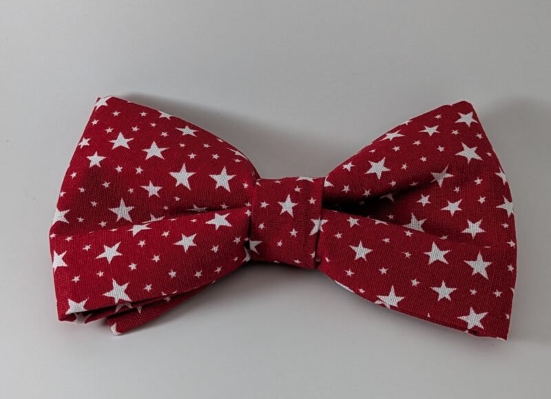 Small White Stars on Red - Pet Bow Tie